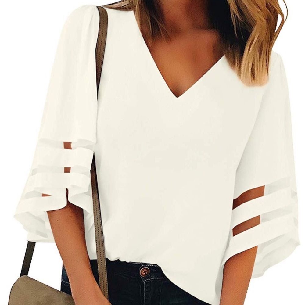 Flowing sleeve white blouse